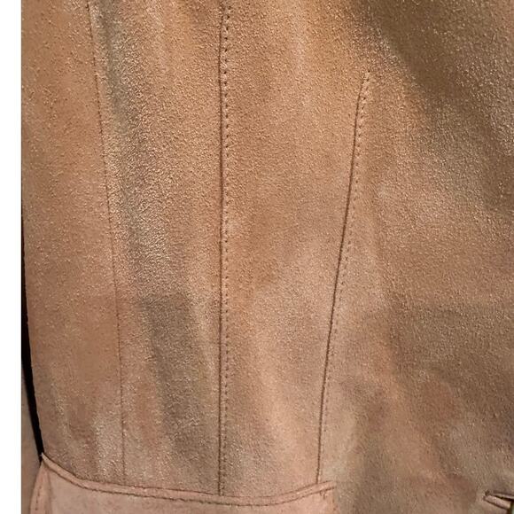 Vintage Y2K Anne Taylor Peach Orange Genuine Suede Fitted Jacket Large - Picture 8 of 12